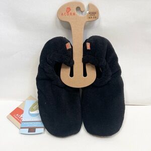 Acorn Black Terry Cloth Cloud Cushion Slippers Womens Size 6.5-7.5